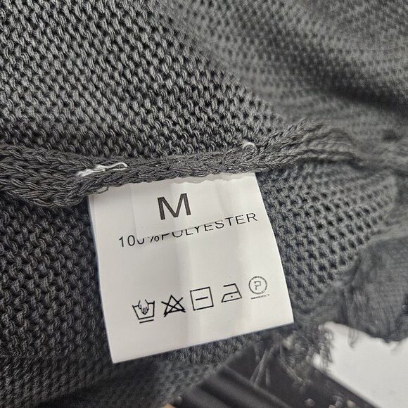 Distressed Mesh Knit Shirt Women Medium Green Short Sleeve Sheer Grunge Punk Tee - Picture 10 of 13